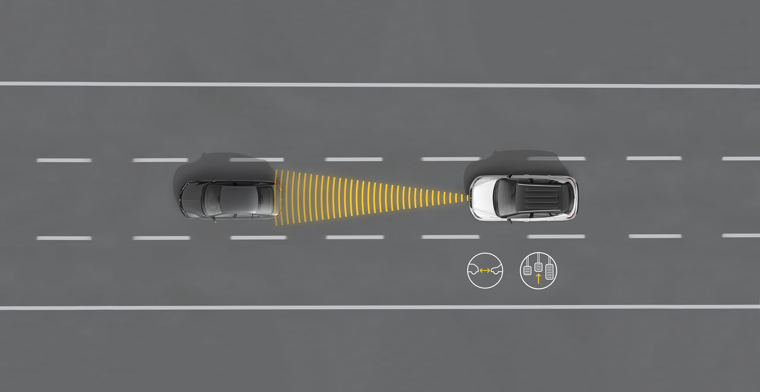 SEAT Arona adaptīvā kruīza kontrole priekšējā asistenta drošība. Adaptīvā kruīza kontrole ar Fron Assist priekšējo asistentu