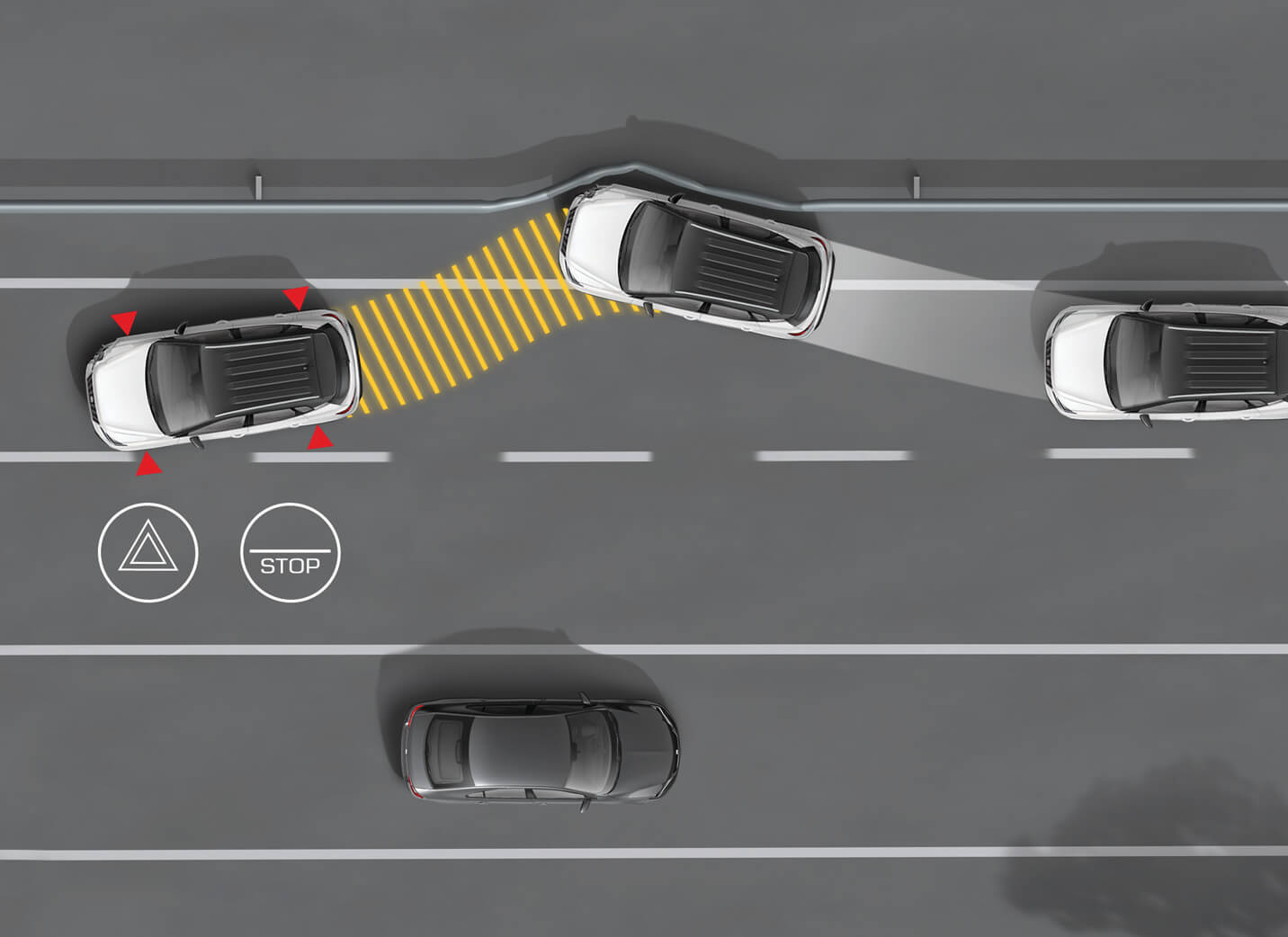 SEAT Arona Atkārtotas sadursmes novēršanas bremzēšana. Sadursmes gadījumā šī bremzēšana iejaucas nekavējoties, turklāt jūs saglabājat vadību.