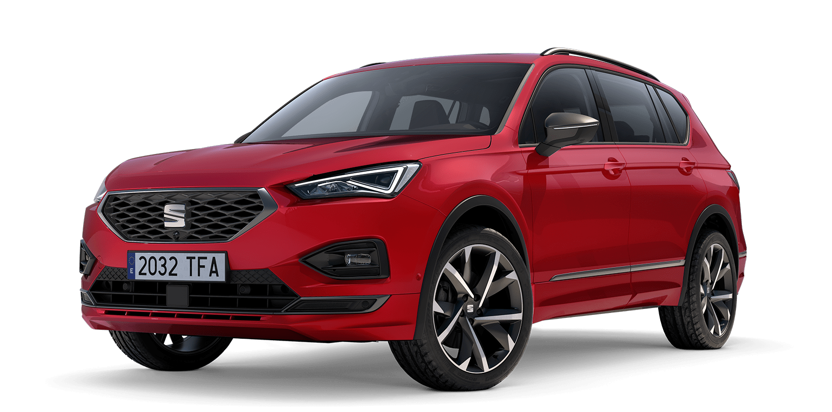 SEAT Tarraco FR sarkanā krāsā ar 20 collu vieglmetāla diskiem